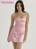 Casual Dresses Karlofea Sexy Lovely Pink Birthday Outfits Simple Slim Mini Dress Night Date Elegant Women Clothing Wedding Guest Party Dresses 230512