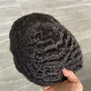 Durable Mono Lace 100% Cheveux Humains 10mm 360 Waves Afro Hommes Toupee Usage Quotidien Respirant Jet Black Système de Prothèse de Cheveux Indiens