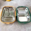 Bento Boxes Kawaii Stainless Steel Lunch Box Portable Grids Bento Box Candy Color Student School Office Healthy Food Storage Containers 230515