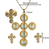 Halsbandörhängen Set Gold Plated Zircon Cross Ethiopian Ethnic Habesha Africa Brudhalsband Ring för kvinnor