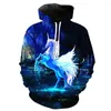 Felpe con cappuccio da uomo 2023 Bella Harajuku 3D stampato cavallo oversize Felpa da donna da uomo Pullover Felpe con cappuccio a maniche lunghe