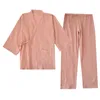 Zestaw snu sutę damską Japońskie Zestaw Kimono 100%bawełniana piżama dwuczęściowa para Yukata Loose Lose Men i damskie garnitur na parowanie garnituru domowego zestawu 230515