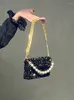 Torby wieczorowe prezent moda czarna złota łańcuchowa torba z koralikami panie kobiety ramię crossbody mała torebka impreza