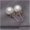 Stud Sier Plated Prevent Allergy Fashion Earrings For Women Design Trendy Pearl White Ball Small Round Jewelry Gift Drop Deli Dhgarden Dhzr7