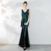 Party Dresses Poems Songs Double-V Mermaid aftonklänning Lång formell Vestido de Festa Elegant Vintage Robe Longue Black Ball Gown