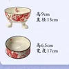 Pet dog Supplies designer Dog Bowls Printed Cat Bowl Heavy Duty Non Slip Ceramic Cat Dish Dogs Bowls for Food and Water Black Flower