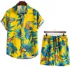 Mens Tracksuits Hawaiian tryckt skjorta Kort ärm Set Summer Fashion Casual High Quality Beach Coconut Shorts 2del M5XL 230512