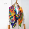 Sarongs Colorful printed natural silk scarf for women 100% real silk soft high quality big square wrap bandana shawl gift for lady girl 230515