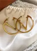 Moda podwójna v złoty obręcz kolczyki dla kobiet lady impreza miłośnicy ślubu prezent biżuteria zaręczynowa dla panny młodej Just Hoops Srebrne projektantki Luksusowe kolczyki