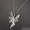 Pendanthalsband Ancient Punk Statement Angel Fairy Wings Necklace For Women Choins Choker Jewelry Goth Gothic Vintage Accessories DHJ17