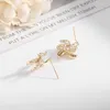 Stud Earrings Korean Fashion Rotated Windmill For Women Cute Cubic Zirconia Inlaid Bling Spin Chunky Flower Jewelry