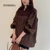 Bluzki damskie WDMSNA RETRO WSKAZÓWKI SZUKI KNIT BLOUES Kobiety luźne luźne puff rękawy koszula