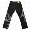 Jeans pour hommes Graffiti American Hip Hop Y2k Pantalons Hommes Street Style Retro Sarouel Hommes Noir Cargo