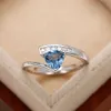 Band Rings Blue Cubic Rings Series for Women Engagement Wedding Bands Fashion Jewel Fancy Gift