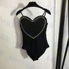 Love Diamond Swimwear Designer Dames Bikini Rieme One Piece Swimsuit Classic Black Bathing Suit