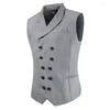 Men's Vests Men Suit Vest 2023 Spring And Autumn Korean Small Self-cultivation Lapel Jacket Double-breasted Collar