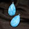 Anhänger Halsketten Große Teardrop Blauer Stein Jade Chalcedon 25/30mm Fit DIY Kette Halskette Für Frauen Edlen Schmuck B1855