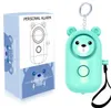 130dB ABS Bear Alarm Keychains Personlig LED -ficklampa Självförsvar Keyrings Säkerhet Säkerhetsvarning Anordning Nyckelkedja för kvinnor Män barn äldre