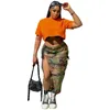 Jupes mode Camouflage imprimé Denim longue pour les femmes Sexy œillet à lacets haute fente maigre Club Streetwear Y2K été