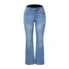 Kvinnors jeans 2023 Hög midja Kvinnor Autumn Stretch Denim Flare byxor Tvättar Blue Women's Pants Lady Bell Bott