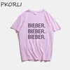 T-shirt da uomo Triple Bieber Camicia da donna Harajuku Streetwear Artista T-shirt estiva da musica unisex T-shirt da donna in cotone Camisa