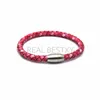 Filo 5 pz/lotto Logo Personalizzato Rosa Antico Genuino Cuoio Della Mucca Uomini Braccialetti Braccialetti Braccio Reale Gioielli Uomo Regalo Di Compleanno