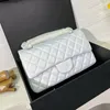 Designer Bag Pearl Iridescent Quilted Bags Classic Double Flap Gold Metal Hardware Matelasse Chain Crossbody Shoulder Handbags For Women Pink Grey White Green