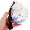 Garrafas de armazenamento em estilo chinês de vedação cerâmica solar chá jarra açucareiro recipiente de feijão