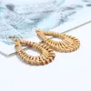 Dangle Earrings Bohemian Ethnic Rattan Handmade Knit Cutout Teardrop Exquisite Simple Women's Personality Creative Jewelry