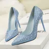 Neue 2023 Damen Kleid Schuhe Gold Silber Blau Heels Pumps Mode Marke Luxus Strass Hochzeit Party Damen 2023 Frühling Herbst Damen Heels