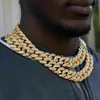 Bling szmaragd cut bagiete moissanite Diamond Hip Hop Cuban Link Srebrny naszyjnik biżuteria Miami Cuban Chain