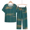 Women's Sleepwear Silk Cotton Home Shirts For Ladies High Quality Fashion Pajama Style Suit Casual Two Pieces Set Women Large Size 4XL Red Green 230515