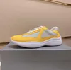 Designer Americas Cup Shoes Sneakers Top Yellow Patent Leather Flat Trainers Black White Mesh Breathable Nylon Casual Outdoor Walking With Box
