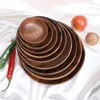 Plates Acacia Wooden Trays Round Shape Serving Bread For Fruit Salad Platter Vegetable Dish Picnic Or Bed Tray Kitchen Tool