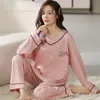 Vêtements de nuit pour femmes printemps grande taille 5XL ensembles de pyjamas à fleurs en coton tricoté femmes pyjamas vêtements de nuit élégants vêtements de nuit Pijama Mujer Loungwear Homewear 230515