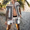 Men's Tracksuits Summer Thin Men's Beach Suit Short Sleeve Top Shorts 2 Piece Shirt Seaside Lounge Wear