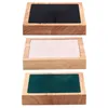 Jewelry Pouches Wooden Velvet Tray Storage Organizer Square For Bracelet EarShelves