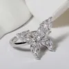 Cluster ringen lichte luxe vlinder opening zirkoonring dames 925 sterling zilveren zoet verstelbaar feest verloving sieraden cadeau