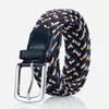 Belts Elastic Canvas Woven Belt Casual Men And Women Do Not Need Punched Jeans With Needle Buckle