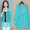 Women's Jackets Summer White Coat Women Lace Cardigan Tops Korean Plus Size Long Sleeve Shawl Sunscreen Outerwear Loose Ladies 5XL