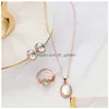 Pendentif Colliers 3 Pcs Élégant Transparent Gemstone Boucles D'oreilles Bagues Ensemble Combinaison Bijoux Cadeau Pour Petite Amie Maman Drop Deliv Dhgarden Dh7B2