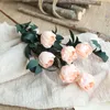 Kwiaty dekoracyjne 4 cm 6pcs sztuczny kwiat jedwabny głowica róża ślub świąteczny domek dekoracja