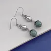 Dingle örhängen elegant 925 sterling silver jade långa hängande smycken 2023 vintage rund pärla kalebass piercing