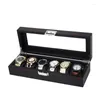 Titta på Boxes Classic 5/6/10 Slots Carbon Fiber Box Leather Black Display med Lock Men eller Women Watches Organizer