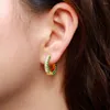 Boucles d'oreilles créoles classique femme deux côtés Zircon pour les femmes couleur or petite boucle d'oreille ronde fiançailles bijoux de mariage ZK30