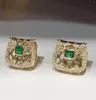 Brincos de garanhão 2023lr jóias finas 0,20CT Real 18k Gold Emerald Gemalds para mulheres Holidays Apresenta