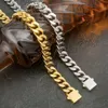 Colliers pendentifs Collier épais plaqué or 18 carats en acier inoxydable poli Miami chaîne cubaine pour hommes à boucles plates 230512