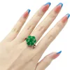 Clusterringen 20x17mm Shecrown Real Green Emerald Red Ruby Silver Ring For Women Flace Fine Jewelry Daily Wear