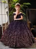 Vestidos de princesa árabe para meninas 3D com lantejoulas blingbling roxo para bebês meninas adoráveis aniversário para crianças vestidos de primeira comunhão 2023 vestidos de natal