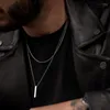 Ketten Hip Hop Lange Kette Schwarz Rechteck Anhänger Halskette Für Männer Trendy Einfache Edelstahl Schmuck Geschenk